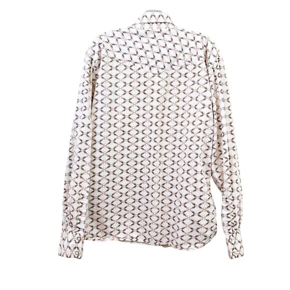 Fossil Button Down Floral/Bird/Vine Print White/Brown Long Sleeve Shirt - Picture 7 of 7